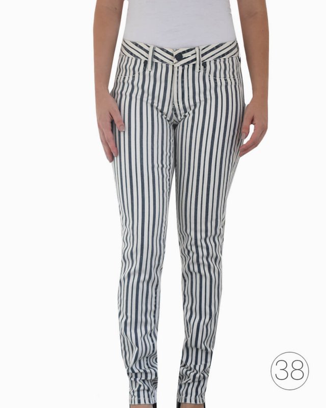Calça Tory Bruch Original Listrada Azul e Branco Feminino